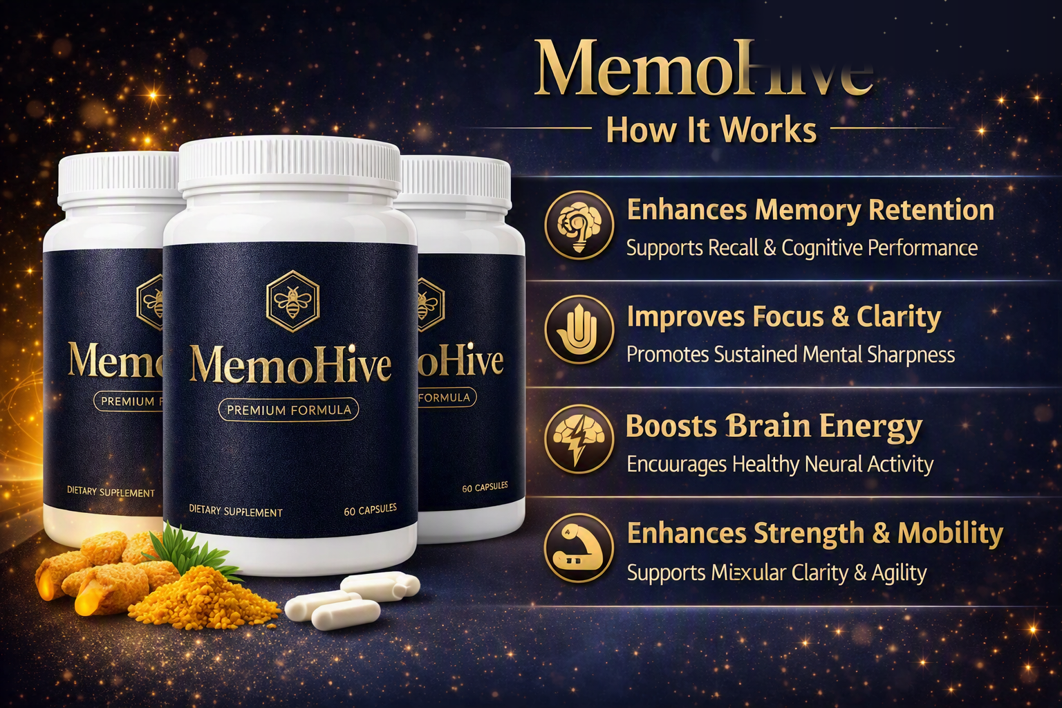 MemoHive how it works — the supplied brand infographic